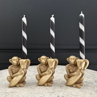 Black Striped Candles (Set of 3)