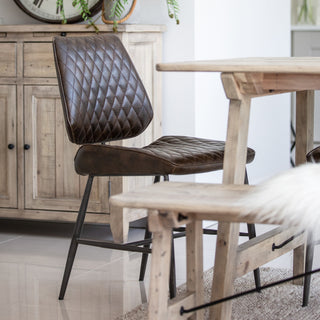 Brown Faux Leather Dining Chairs (Set of 2)