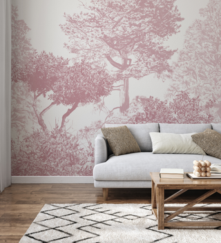 Burgundy Trees Wallpaper Mural