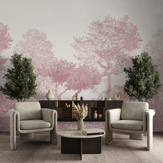 Burgundy Trees Wallpaper Mural