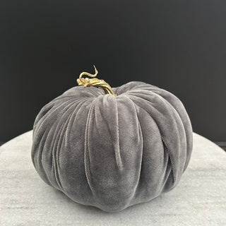 Large Grey Velvet Pumpkin