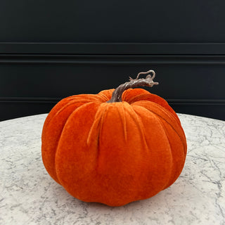 Large Orange Velvet Pumpkin