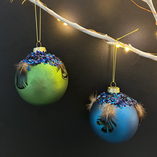 Peacock Feather Baubles (Set of 2)