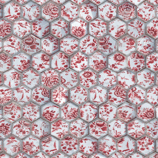 Red Delft Tile Wallpaper