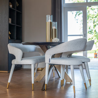 White Boucle Dining Chair