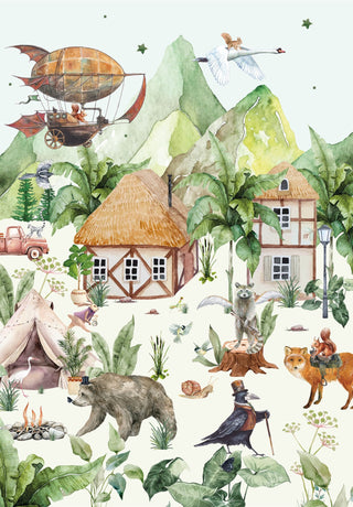 Animal Village Wallpaper Mural