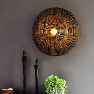 Black Rattan Wall Light - Limited Abode