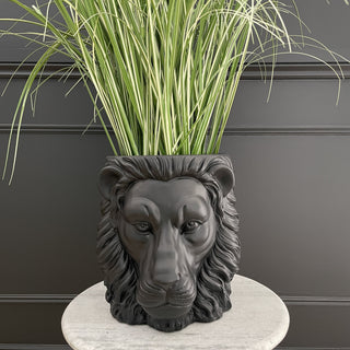 Large Black Lion Planter