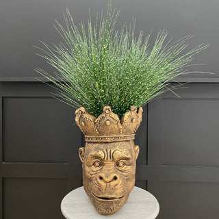 Large gold gorilla head planter