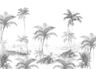 Monochrome Palms Wallpaper Mural